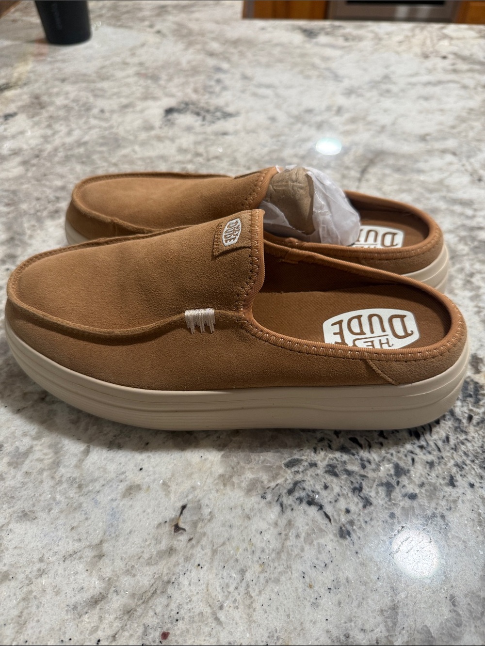 Hey Dude Suede Slip-On Loafers in Cognac Brown - Picture 2 of 5
